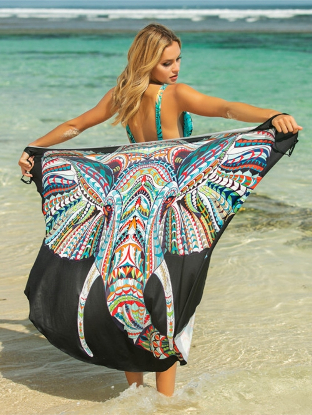 Beach Babe Wrap Cover Up - Multi Elephant